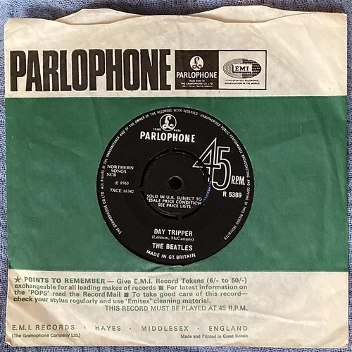THE BEATLES - Day Tripper -  1965 Original UK Parlophone 7” single 1st press EXc