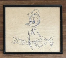 Original Production Drawing Sketch of Donald Duck Disney 1950s Framed
