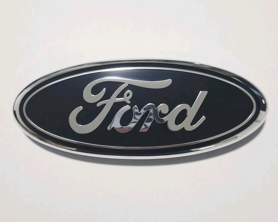 Black & Chrome 2005-2014 Ford F150 Front Grille/ Tailgate 9 inch Oval Emblem 2PC - Image 2 of 3