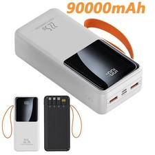 90000mAh Power Bank External Battery Pack 22.5W Fast Charging w/Cables