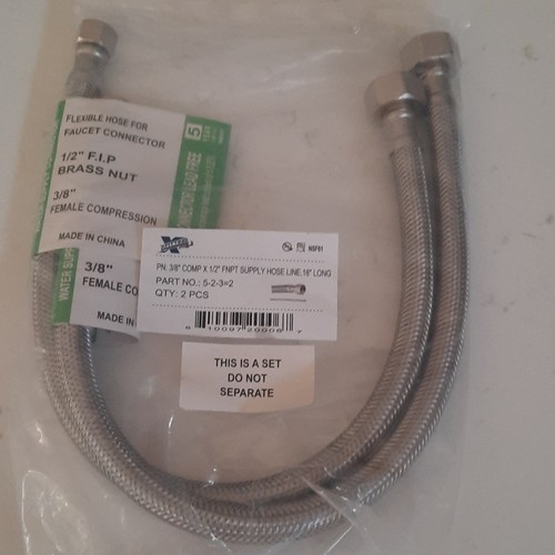 Plumbing Lot 2 pcs 1/2"FIP X 3/8"OD Comp X 18" SS Faucet Supply Connector/Lines