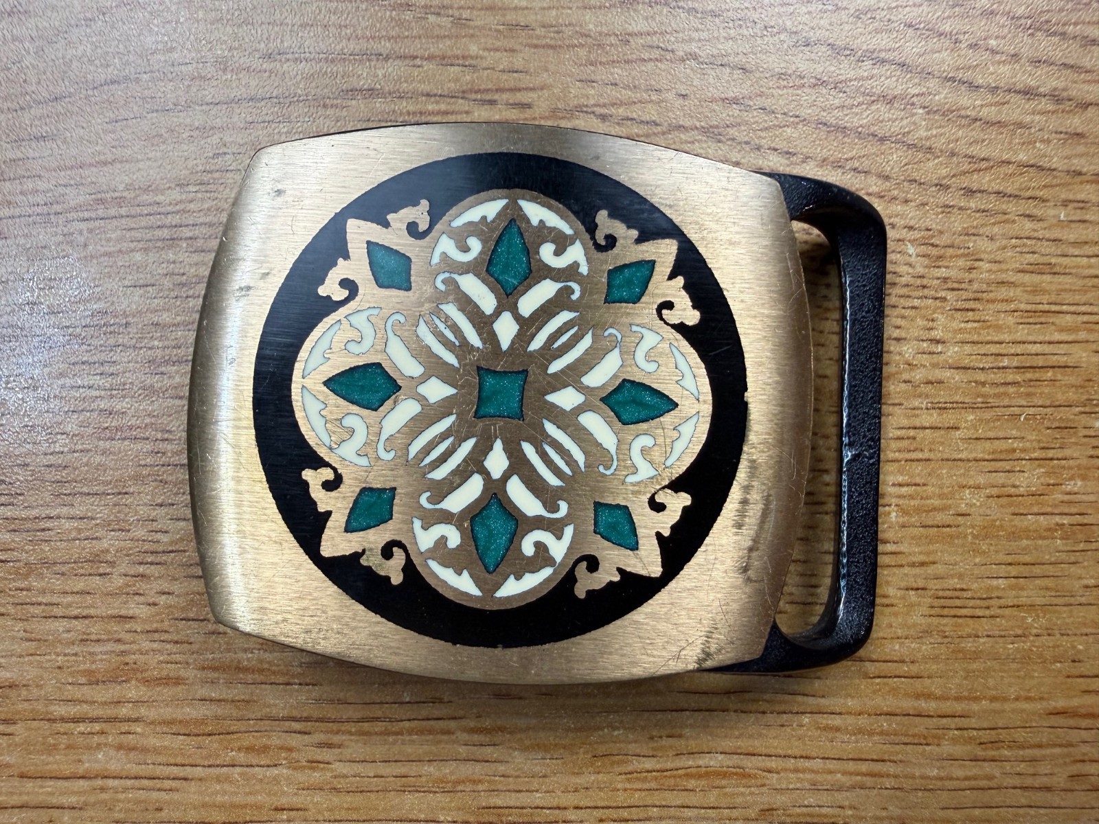 Tech-Ehter Patterned Solid Brass Belt Buckle - image 1