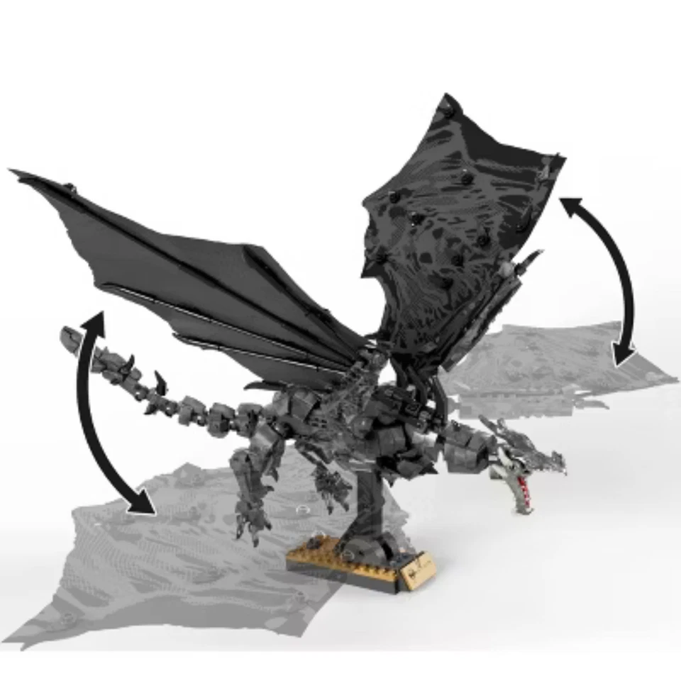 MEGA Skyrim Alduin The World Eater figuras de ação conjunto de brinquedos de construção 619 peças - Imagem 4 de 4