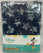 Disney Baby Mickey Mouse Hello World Fitted Crib Sheet Navy - Brand New, Sealed