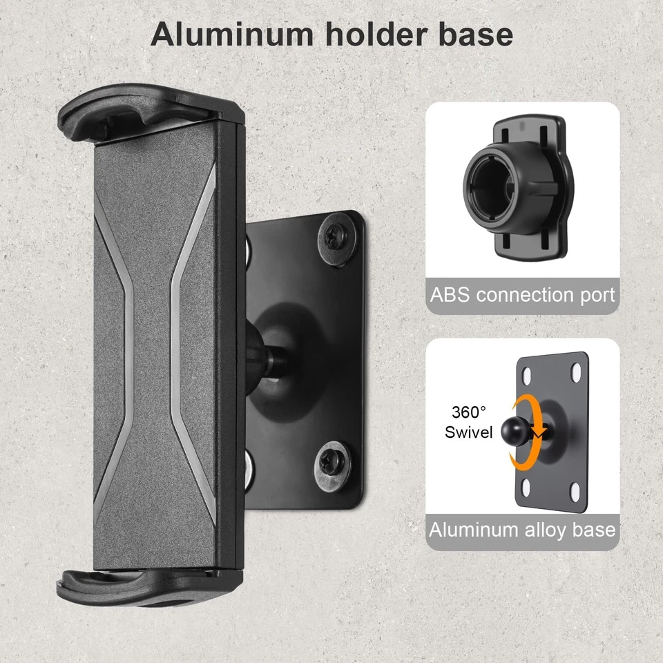 Universal Tablet Wall Mount, 360° Adjustable Aluminum iPad Holder for 4.7-14" - Image 2 of 4