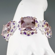 Jewellery 140 ct+ Natural Ametrine Bracelet 925 Sterling Silver 8.75"/BR13889