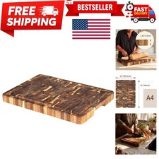 Acacia Cutting Board 17 x 12 IN, Wood End Grain Chopping Board with Single-si...