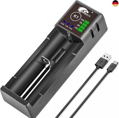 IMREN 18650 Ladegerät, 2A Schnell Ladegerät für 1 Stück 3.7V Li-Ion Akku 18650 1