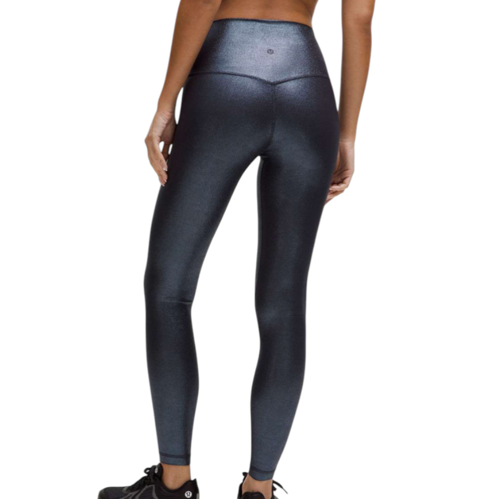 LULULEMON Align Hi-Rise RIBBED PANT LEGGINGS Shine Blue/Black RADIATE FOIL sz 4