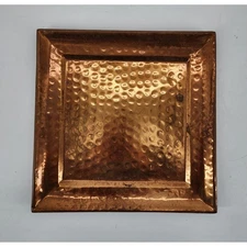 Hand Hammered Copper Square Serving Tray Charger Plate Decorative Dish 11x11