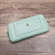 Ashwood Wallet Leather Zip Around Purse Light Green Womens RFID Protected