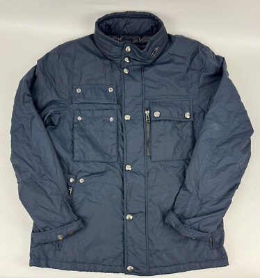 Belstaff Chepstow Nylon Button Front Jacket Sz Large EU 50 Navy Blue Men s