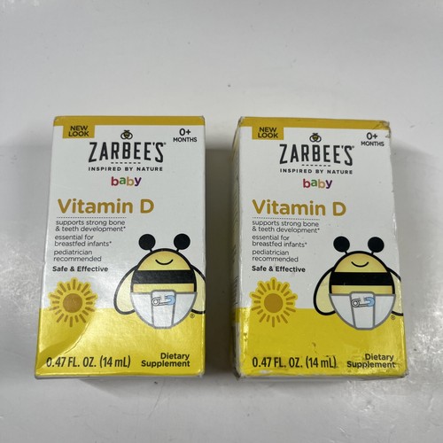 2 Pks Zarbee's Vitamin D Drops for Infants 0+ 400 IU 10mcg Liquid Exp