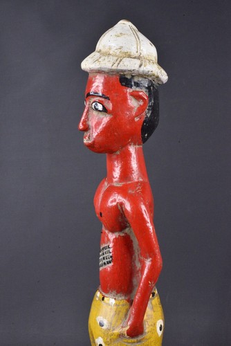 Statue africaine colon baoulé de Côte d'Ivoire C649 - Imagen 8 de 12