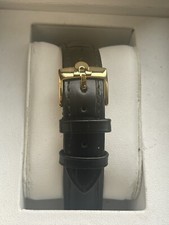 Beautiful NEW 20mm FOR OMEGA Black Leather Strap Bracelet & Gold Colour Buckle +