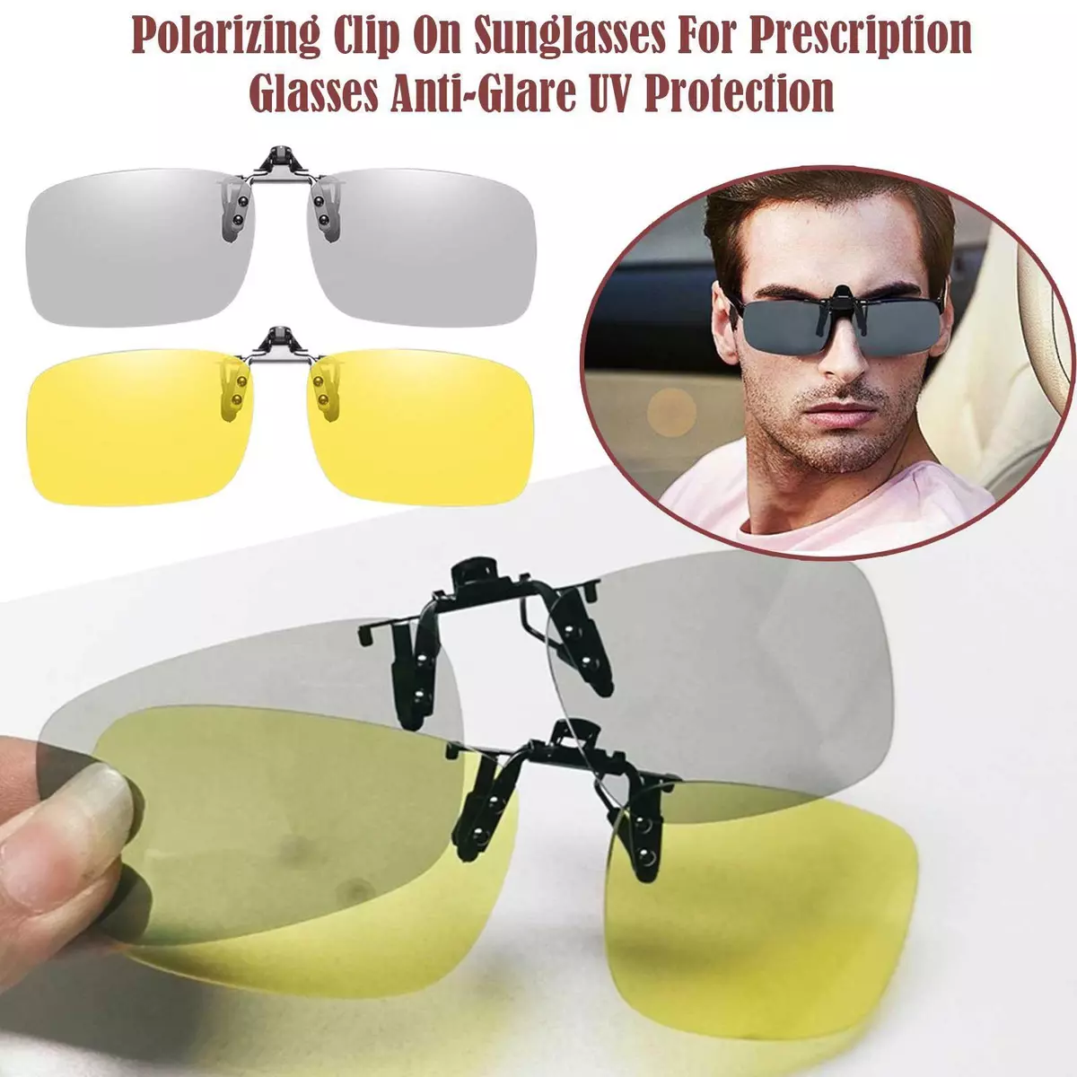 Polarized Clip-on Sunglasses Over Prescription Glasses Anti-Glare H4T7