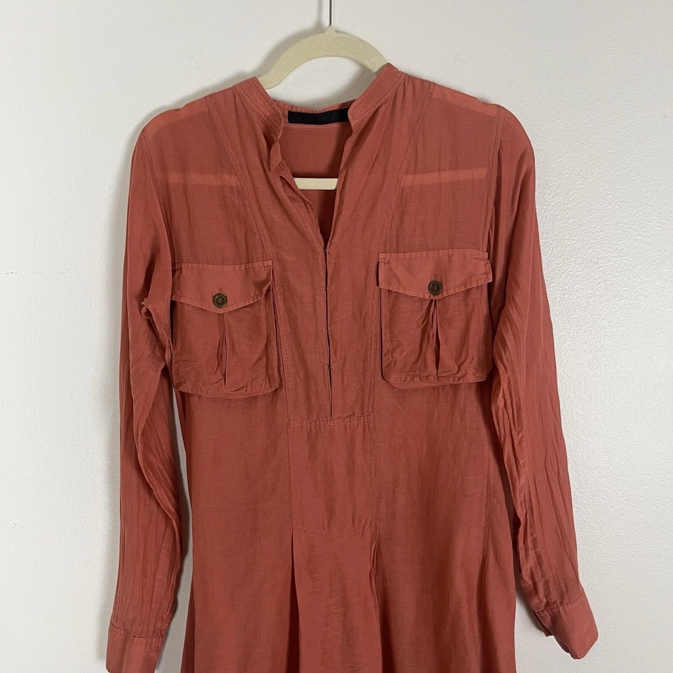 L.A.M.B. Gwen Stefani Feminino 2 Camisa de Seda Cinábrio Vestido Envoltório Gancho Decote V LEIA* - Imagem 4 de 4