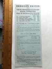 1926 One Sheet Prices/Order Form - Young Typewriter Company, Chicago thumbnail
