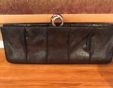 Rodo Gray Shimmer Sparkle Suede Like Clutch - Made In Italy