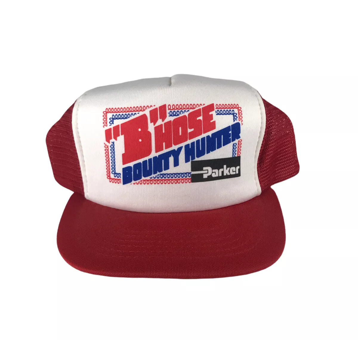 Vintage Parker “B” Hose Bounty Hunter Red Mesh Trucker Snapback