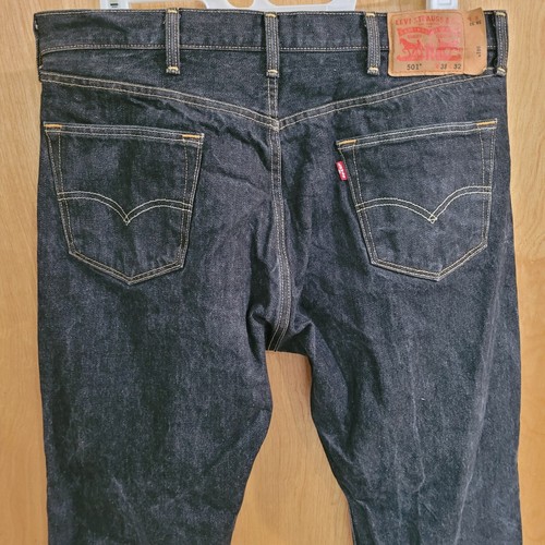 Levis 501 Button Fly Black Charcoal Acid Wash Jeans Mens 38x32 - 第 6/12 張圖片