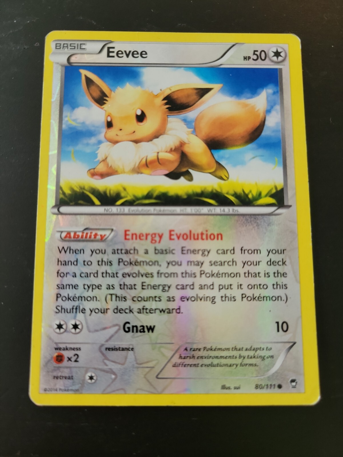 Pokemon TCG Card 2014 XY Furious Fists - Eevee 80/111 Reverse Holo