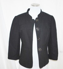 Chic Halogen Black Button Hip Brunch Layering Day To Eve Jacket Coat Top M