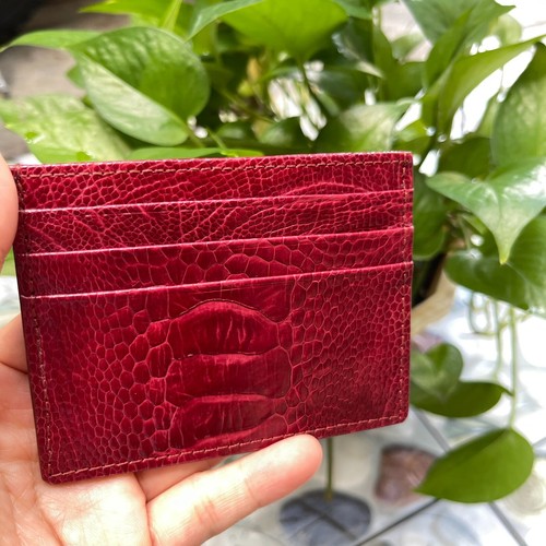 OSTRICH Leather SKIN Credit Card Holder DOUBLE SIDE Genuine OSTRICH Red - Picture 7 of 14