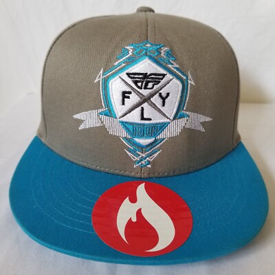 Fly Racing Snapback Hat Cap Turquoise Gray Black Moto BMX Race Gear Y2K