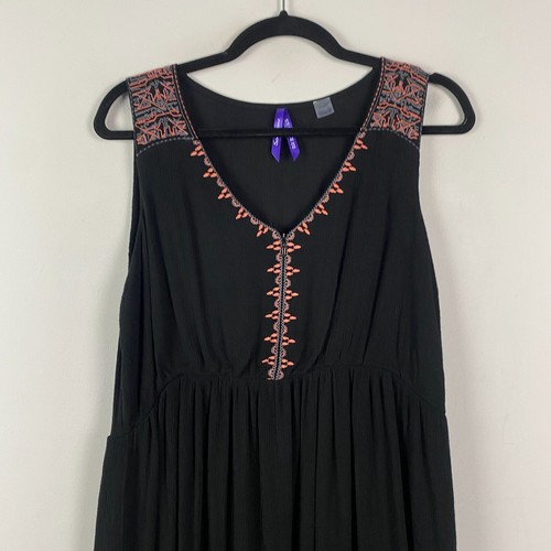 Seraphine Embroidered Maternity & Nursing Dress Size 10 Black 1/4 Zip Sleeveless - Picture 2 of 12