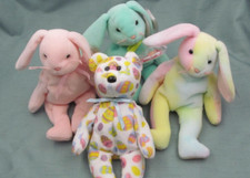  Set of 4 Ty Beanie Baby Easter BUNNIES Hippy, Hippity, Hoppity, Eggs NWT