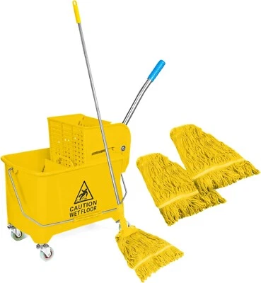 CURVASO Professional 20L Mop Bucket with Wheels and Wringer System for Floor Cleaning
