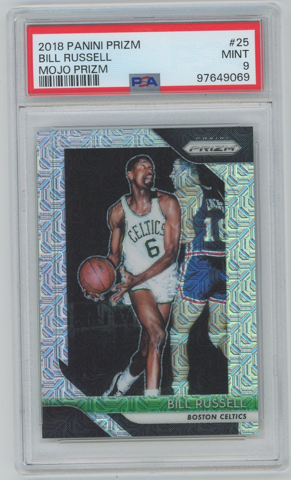 Bill Russell 2018 Prizm #25 Mojo Prizm 9/25 Boston Celtics PSA 9