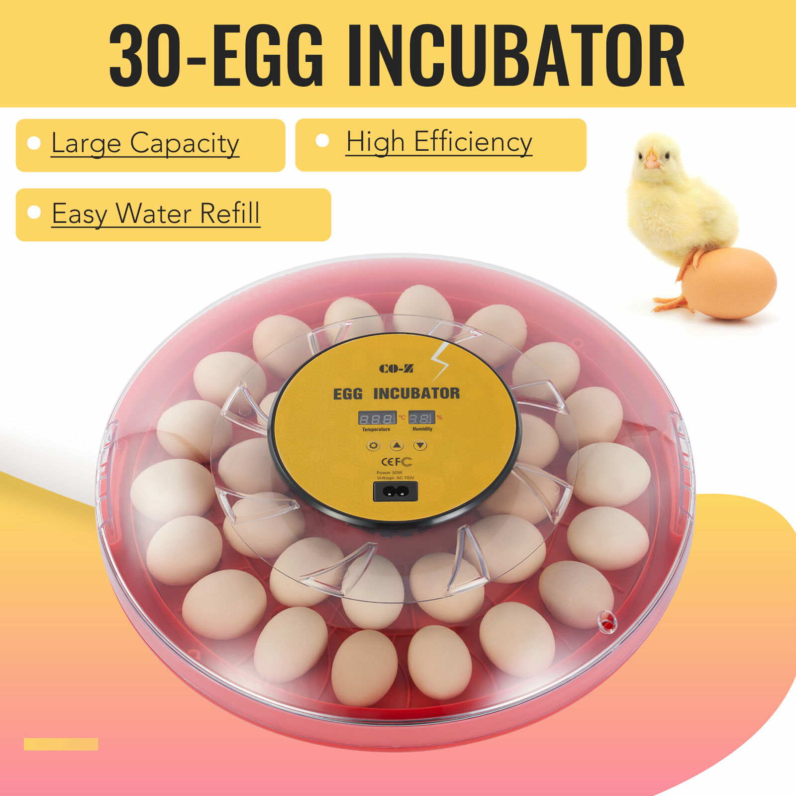 Digital 30 Egg Incubator and Hatcher Temperature Controller & Automatic Turner