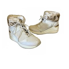 SKECHERS STREET MILLION "WILD INTUITION" OFF WHITE SUEDE & FAUX FUR BOOTIES  8