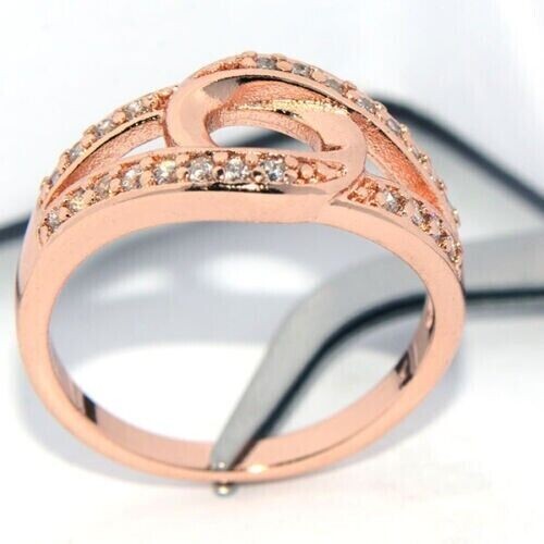 2Ct Round Cut Lab Created Diamond Women's Band Ring 14K Rose Gold Plated Silver - Afbeelding 5 van 6