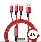 Câble de charge 3A tressé une traînée trois pour Apple Android Type-C 1,2 m 3 en 1 rouge