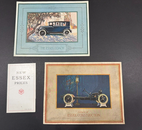 Frühe Essex Automobile - Reisebus, Bau & 1921 Preisblatt Prospekte
