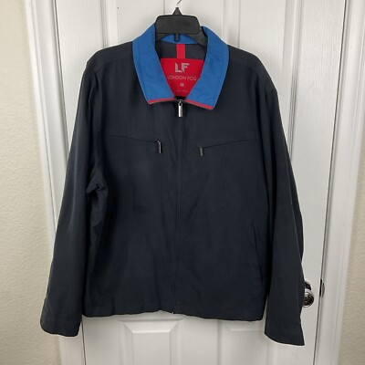LF London Fog Men's Black Microfiber Full Zip Sporty Windbreaker
