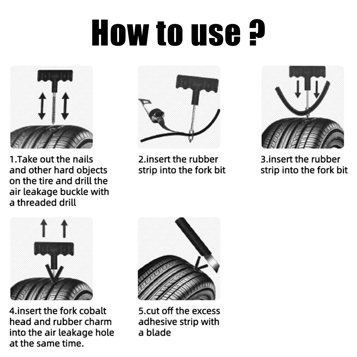 Tubeless Tyre Puncture Repair Kit Tool Auto Tire Plug Kit with 15 Rubber Stripsㄨ eBay