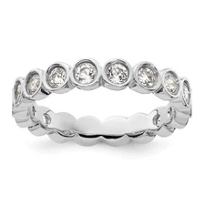 Silver Stackable Expressions White Topaz Ring QSK389
