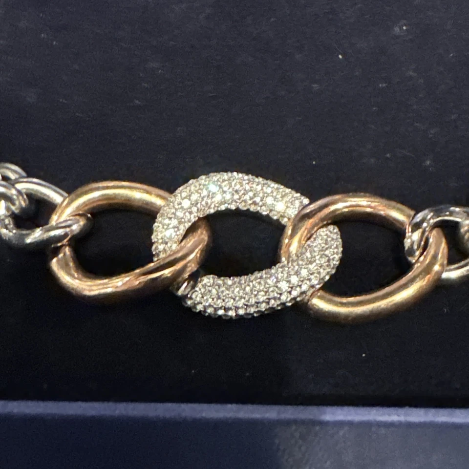 Collar Gargantilla SWAROVSKI Cristal Grueso Oro Rosa y Tono Eslabón Bordillo Distintivo Foto 2 de 4