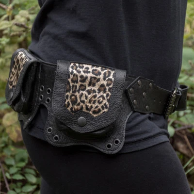 Cuir Léopard Utilitaire Ceinture Poche Pochette Motard Boho Voyage Sac Banane - Photo 1/4