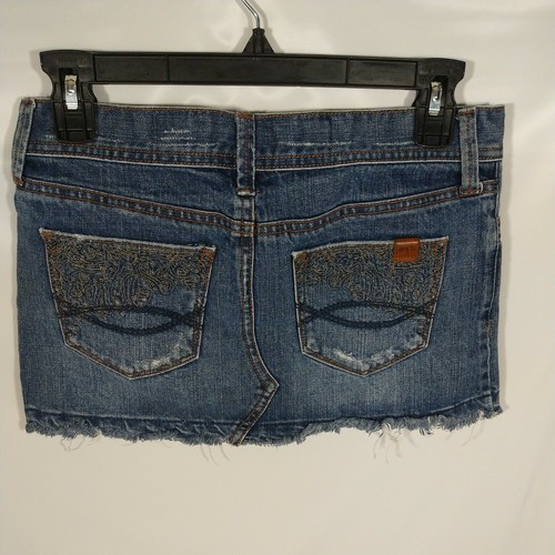 Girls Denim Skirt Size 14 Blue Abercrombie Distressed Cut Off Jeans Mini - Picture 2 of 12