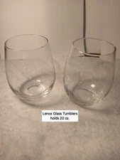 Lenox Clear Glass Crystal Tumblers Set Of Two 20 oz. USED