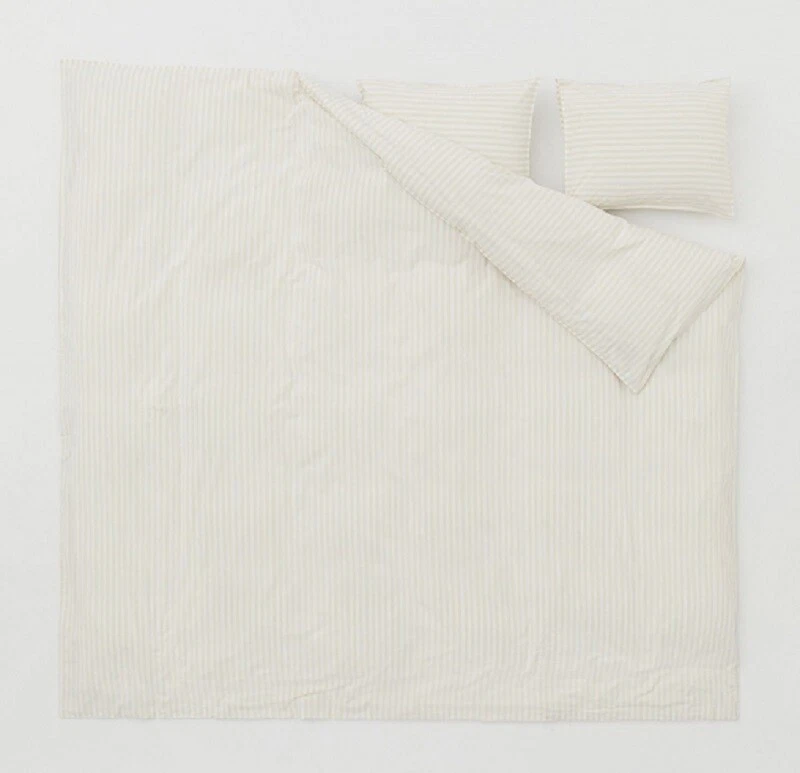 Juego de funda nórdica a rayas estrechas luz neutra Queen 2 fundas de almohada estándar farsa🦩 Foto 4 de 4