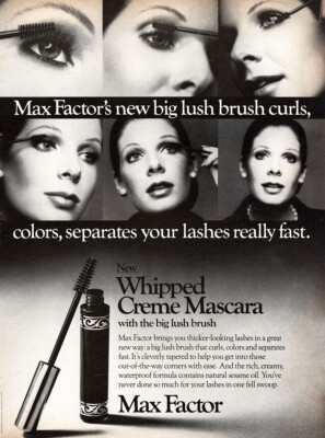 1973 Max Factor: Whipped Creme Mascara Vintage Print Ad