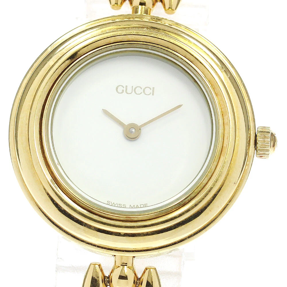 Montre à quartz pour femme GUCCI lunette à changement 11/12,2 cadran blanc_796331