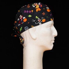 Disney Characters Donald Duck Goofy on Black Theme Scrub Hat