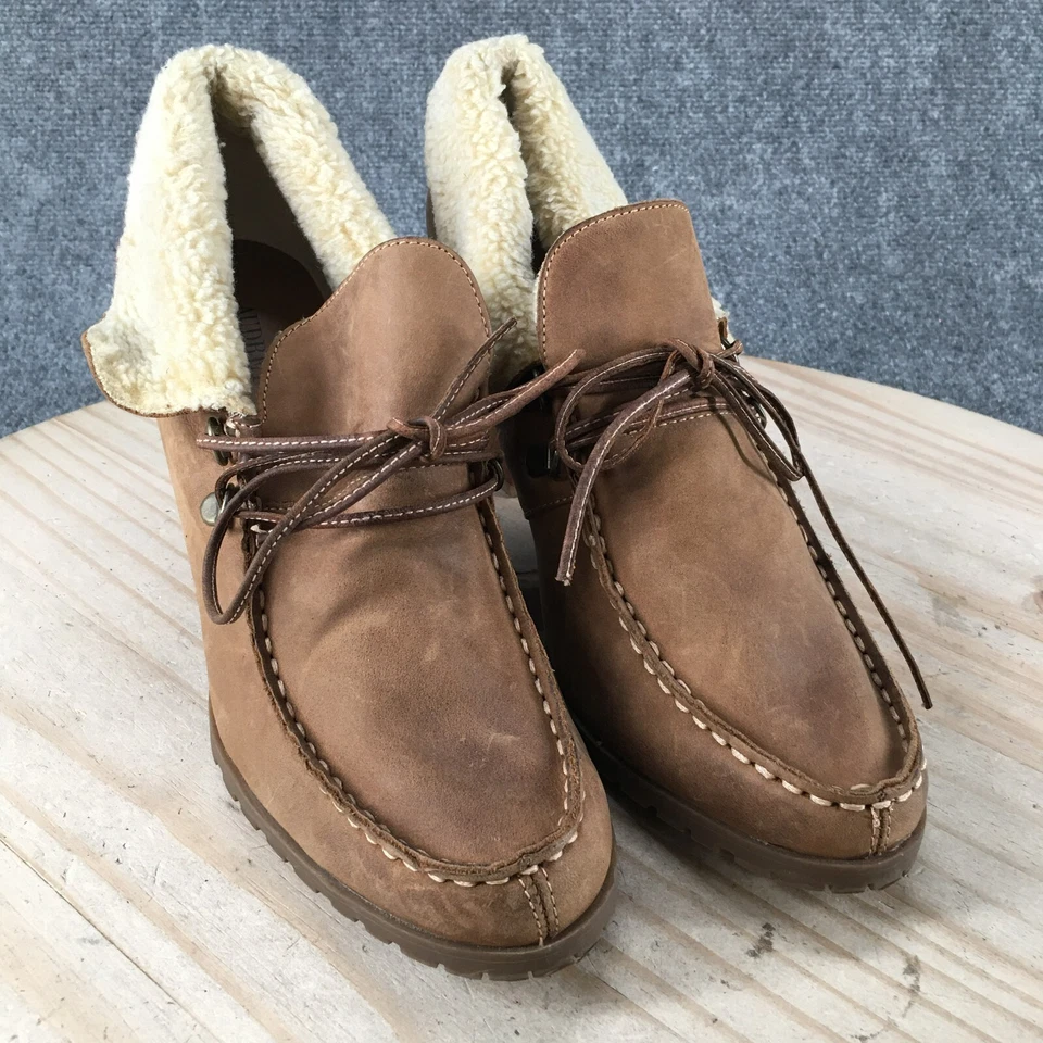 Audrey Brooke Botas Mujer 11 M Roxy Botines Cuero Marrón Tacón Sherpa Foto 3 de 4